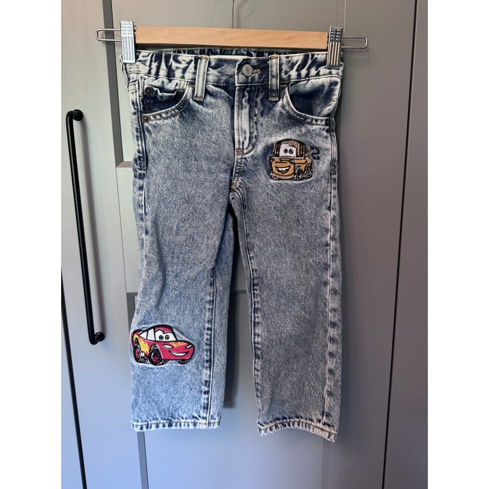Toddler Kids Gap x Disney Cars Jeans Slim 3T Lightning McQueen Mater Embroidered